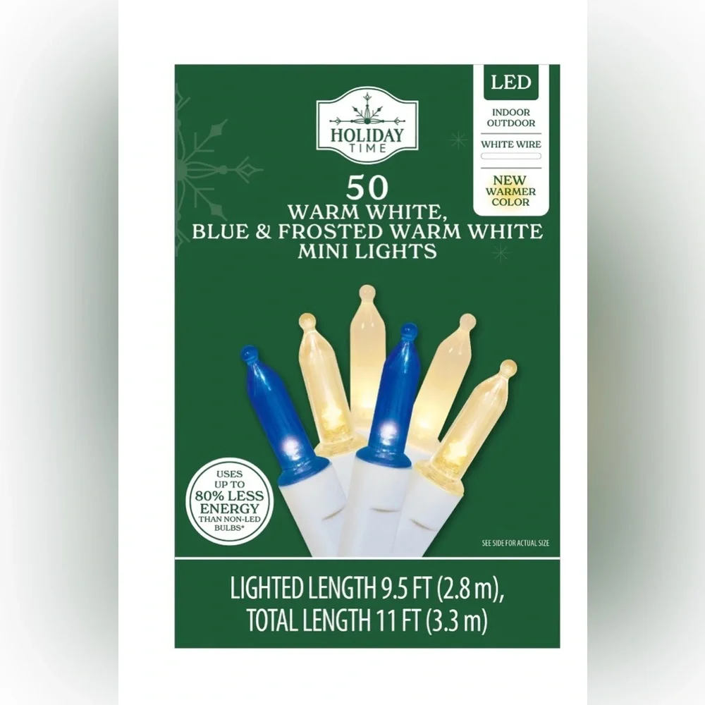 LED Mini Christmas String Lights 50 count blue white 2 boxes NEW NWT Xmas